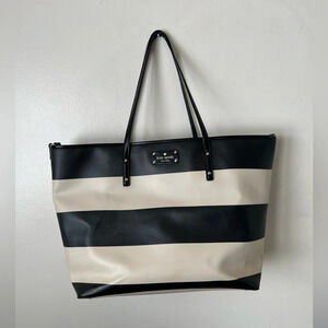 Kate Spade Striped Black and Cream Tote
